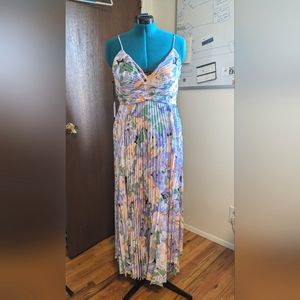 ASTR the Label Lavender floral pleated midi dress, size XL